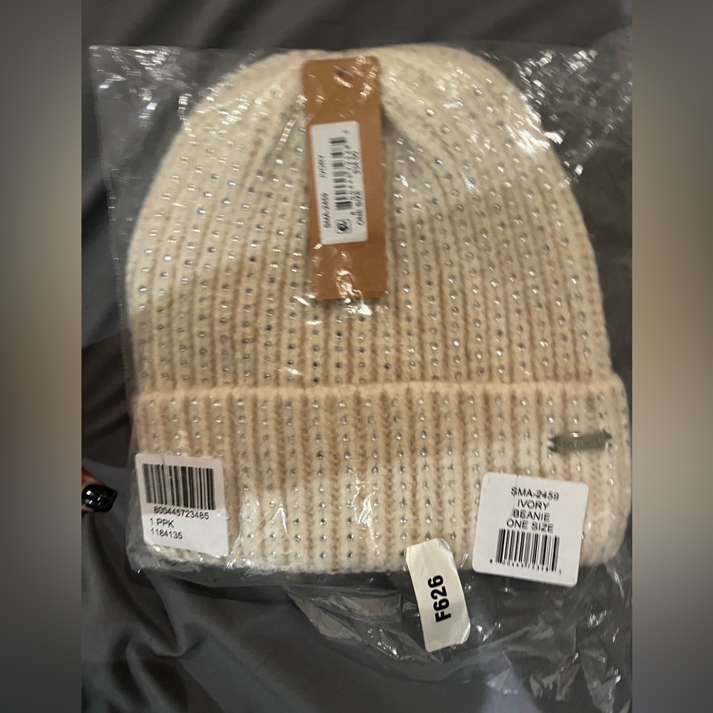 Ivory Beanie with Rhinestone Accents
